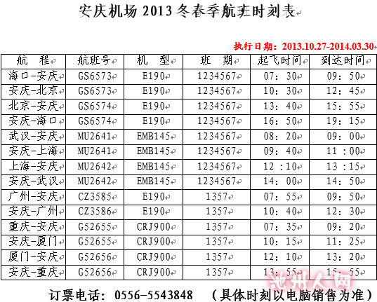 安慶最新航班時刻表全面解析