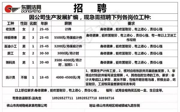 鶴山桃源普工招聘啟事發(fā)布