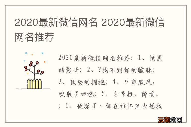 最新微信網(wǎng)名大全，創(chuàng)意與個(gè)性的完美融合